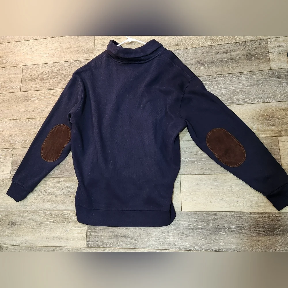 Polo Ralph Lauren Navy Pullover with Brown Elbow Patches Size Xlarge Tall - Picture 3 of 9